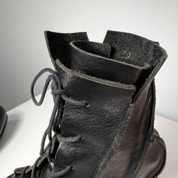 TRIPPEN Lace Up Ankle Black Distressed Leather Boots 39EU- 8.5US - Picture 6 of 9